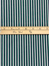 Navy/Deep Jungle/White 100% Cotton Vertical Stripe Weave Shirting 58W