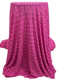 Raspberry Pink/Black Rayon/Lycra Owls Print Jersey Knit 52W