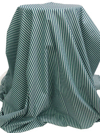 Navy/Deep Jungle/White 100% Cotton Vertical Stripe Weave Shirting 58W