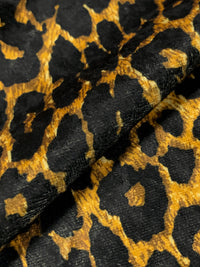 Old Gold/Black/Raw Umber 100% Polyester Animal Print Velvet Knit 61W