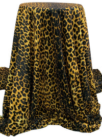 Old Gold/Black/Raw Umber 100% Polyester Animal Print Velvet Knit 61W