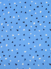 Blue Dart/White/Black 100% Cotton Triangle Confetti Print Quilt Weight Woven 44W