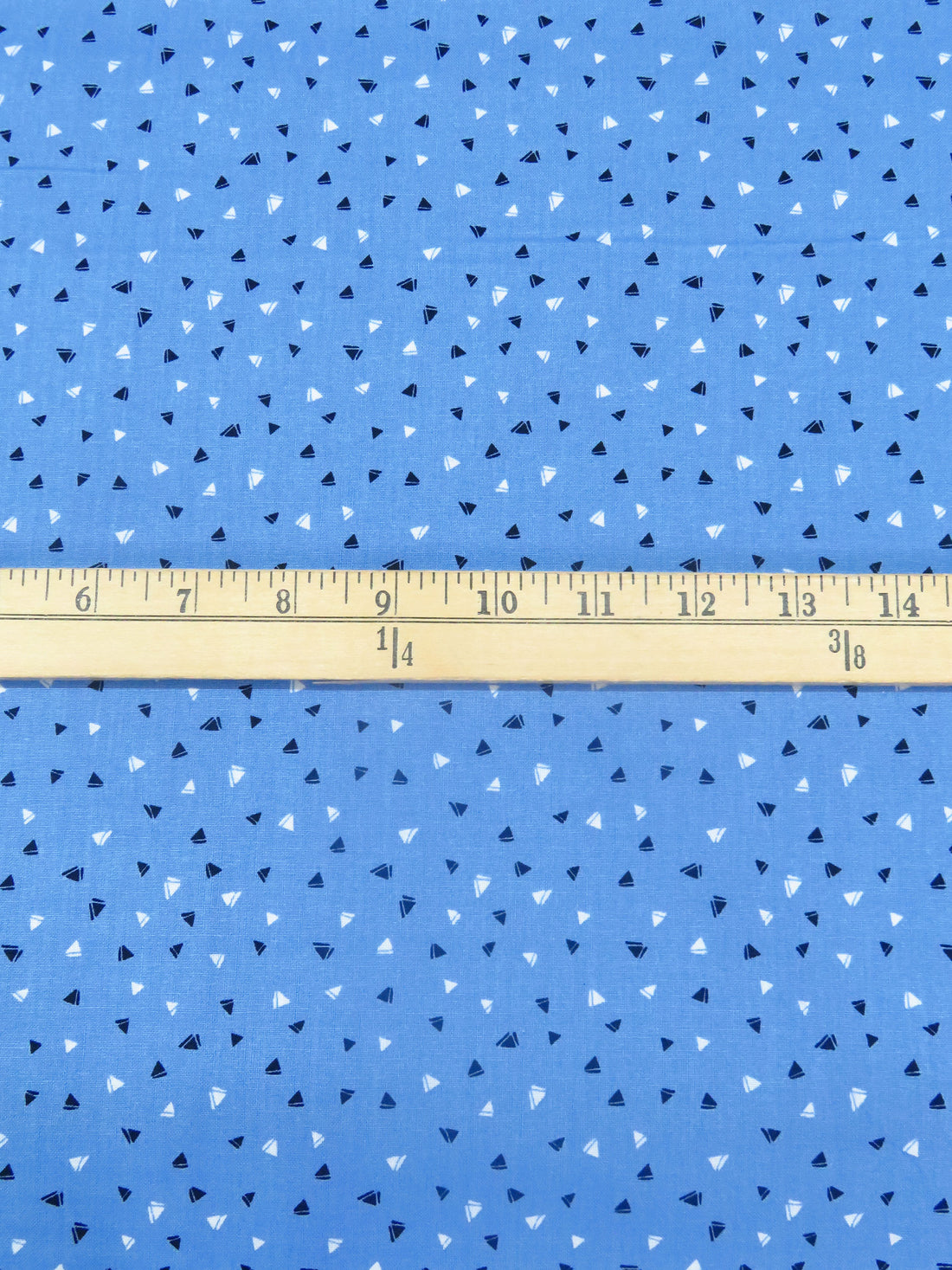 Blue Dart/White/Black 100% Cotton Triangle Confetti Print Quilt Weight Woven 44W