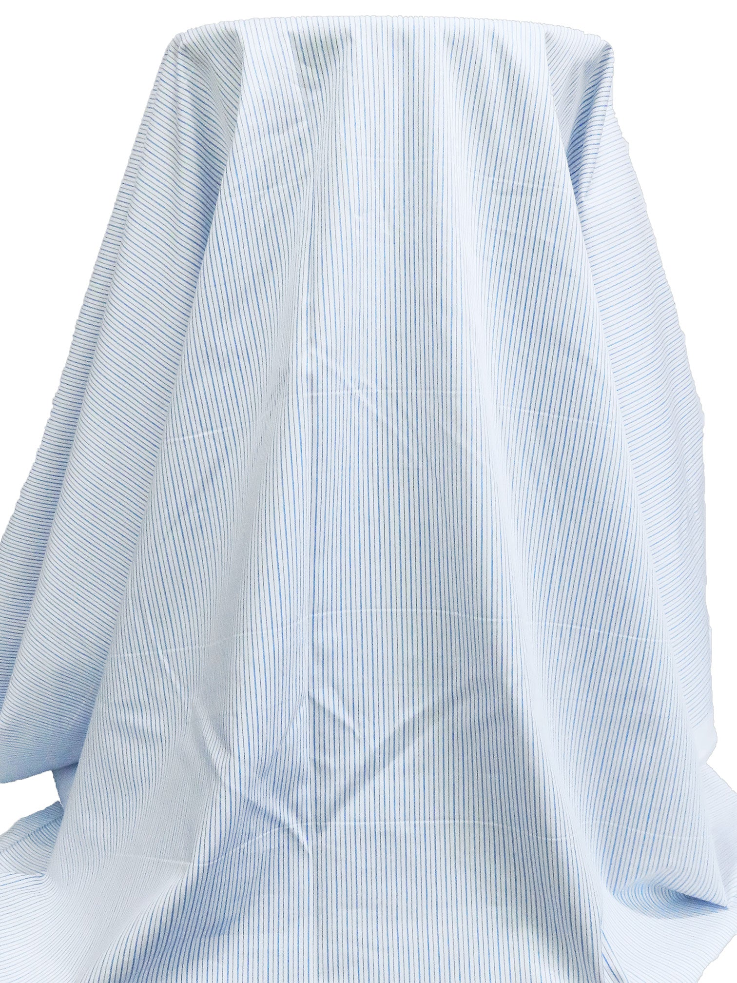 White/Pale Cornflower/Dark Blue/Multi 100% Cotton Vertical Stripe