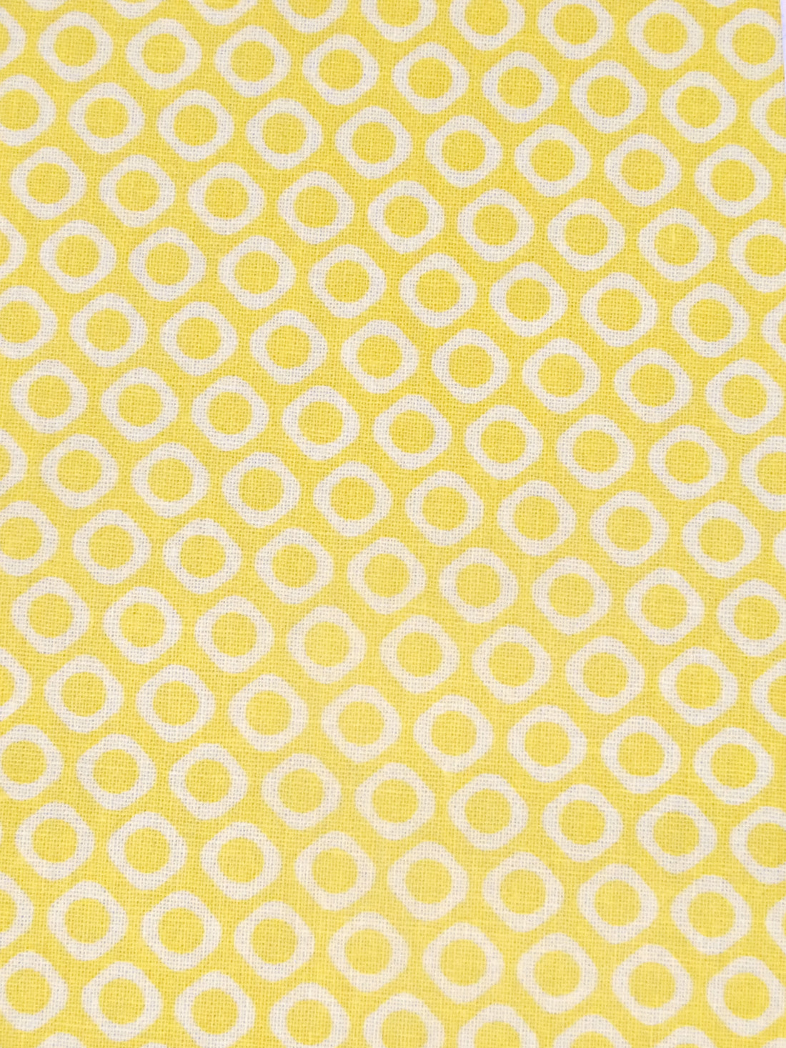 Lemon Yellow/Pale Yellow 100% Cotton Hollow Circle Print Quilt Weight Woven 44W