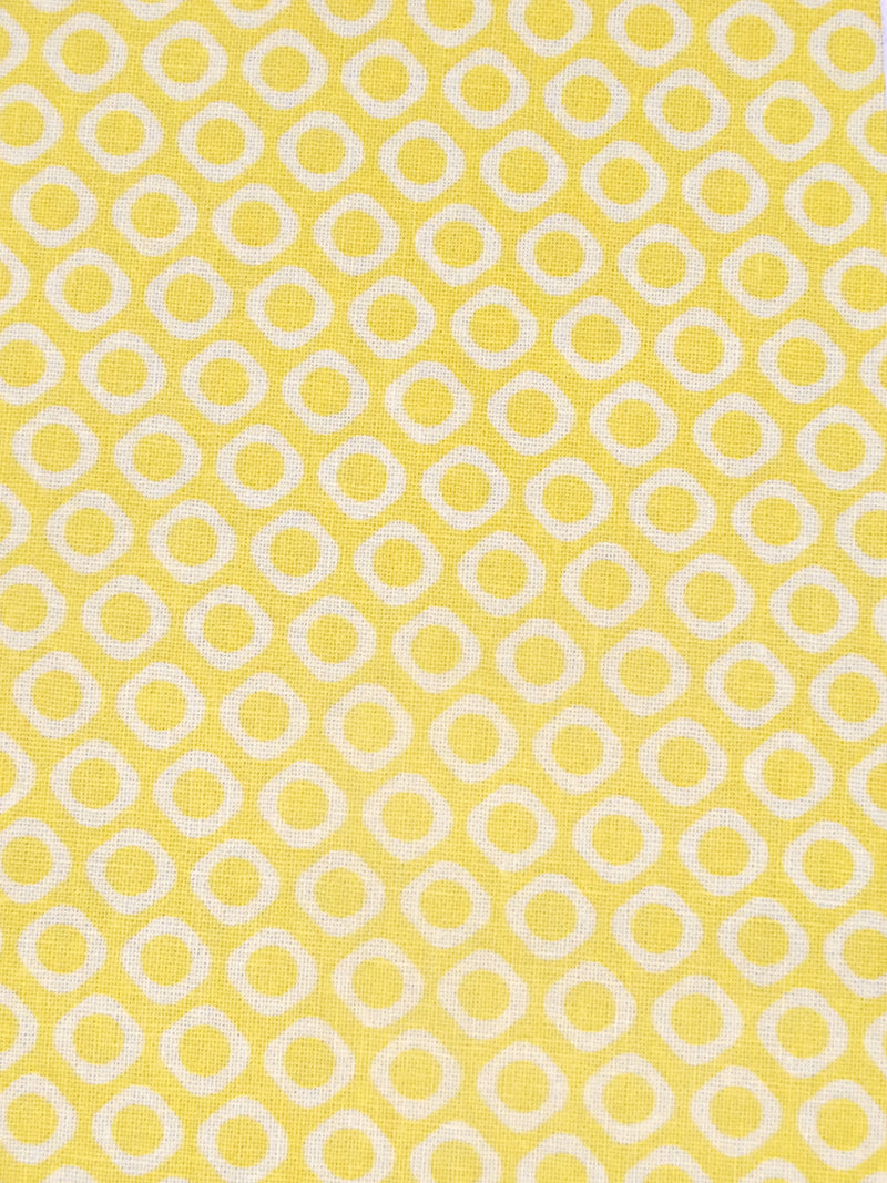 Lemon Yellow/Pale Yellow 100% Cotton Hollow Circle Print Quilt Weight Woven 44W