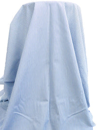 Cool White/Pale Cornflower/Dark Blue/Multi 100% Cotton Vertical Stripe Weave Oxford Shirting 58W