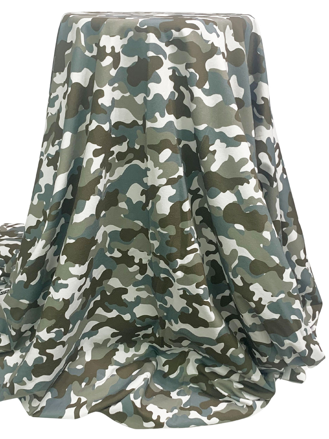 Cool Smoke/Celadon Gray/White Cotton/Lycra Camouflage Print Laguna Jersey Knit - Robert Kaufman - 56W