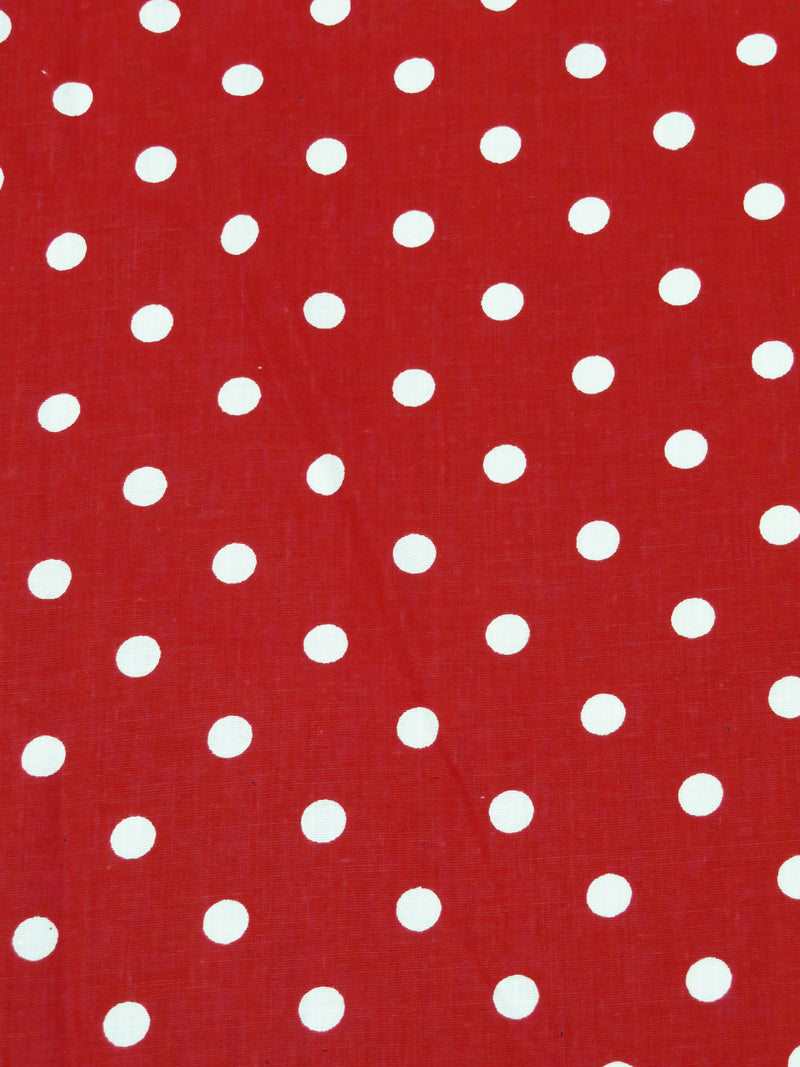 Fire Brick Red/White Cotton/Polyester Dot Print Broadcloth 60W