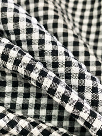 Black/White Cotton/Polyester Small Gingham Check Weave Seersucker 57W