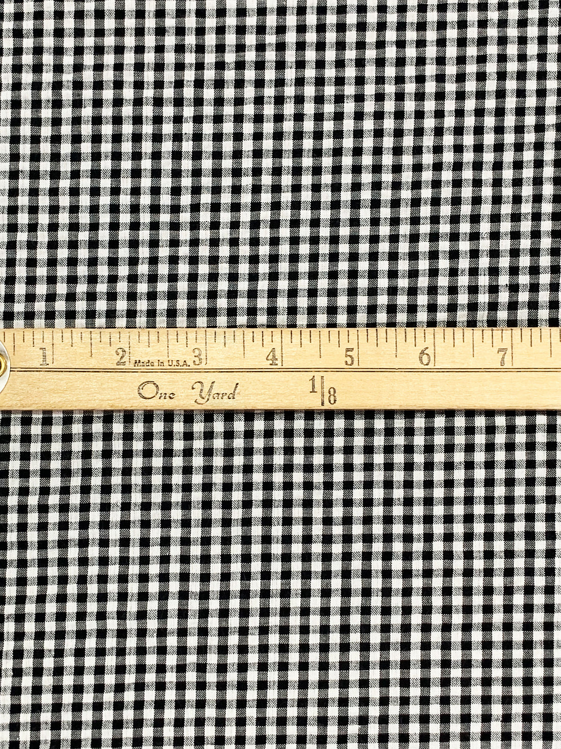 Black/White Cotton/Polyester Small Gingham Check Weave Seersucker 57W