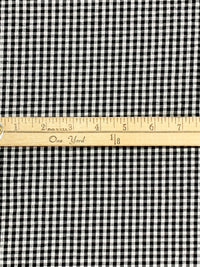 Black/White Cotton/Polyester Small Gingham Check Weave Seersucker 57W