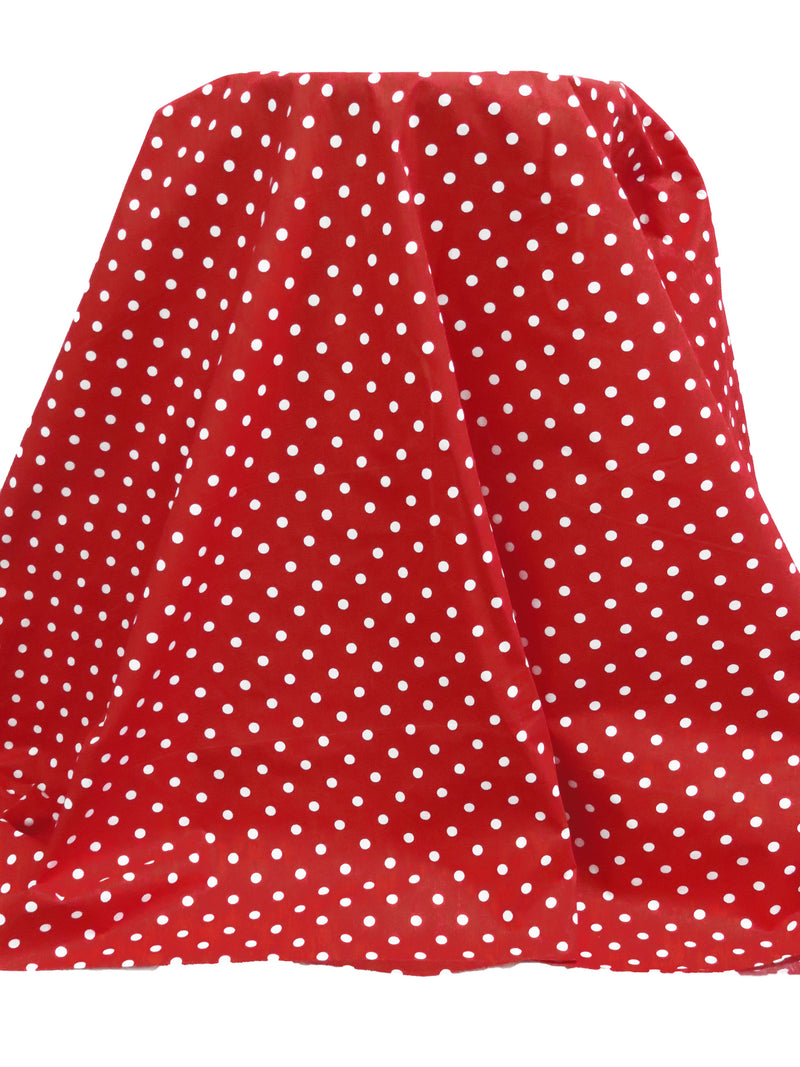 Fire Brick Red/White Cotton/Polyester Dot Print Broadcloth 60W