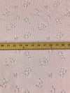 Petal Pink/Dusty Gray/White 100% Rayon Floral Branches Print On Vertical Stripe Voile - Imported From Spain - 54W