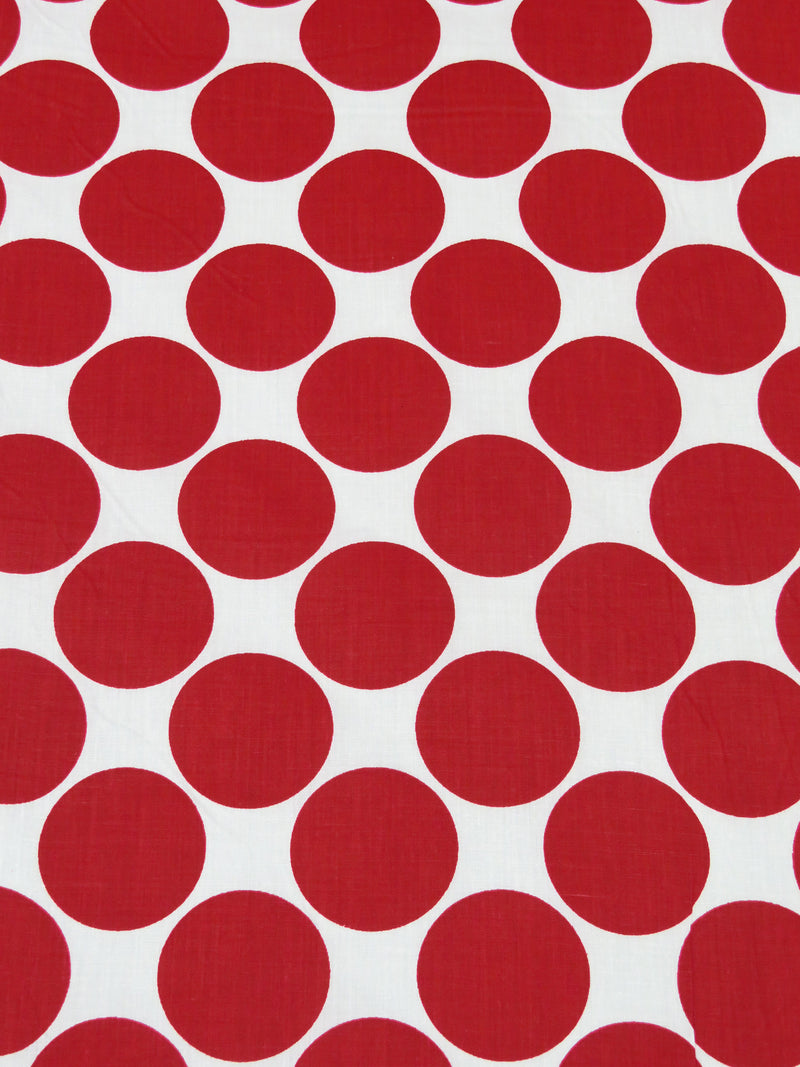 Fire Brick Red/White Cotton/Polyester Dot Print Broadcloth 60W