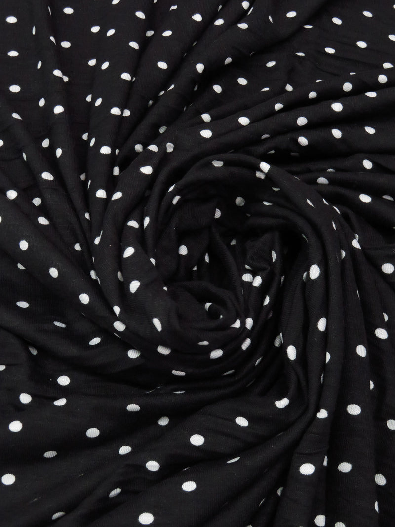 Black/White Rayon/Lycra Small Polka Dot Print Jersey Knit 56W