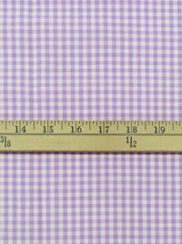 Lilac/White Cotton/Polyester Gingham Check Shirting 58W