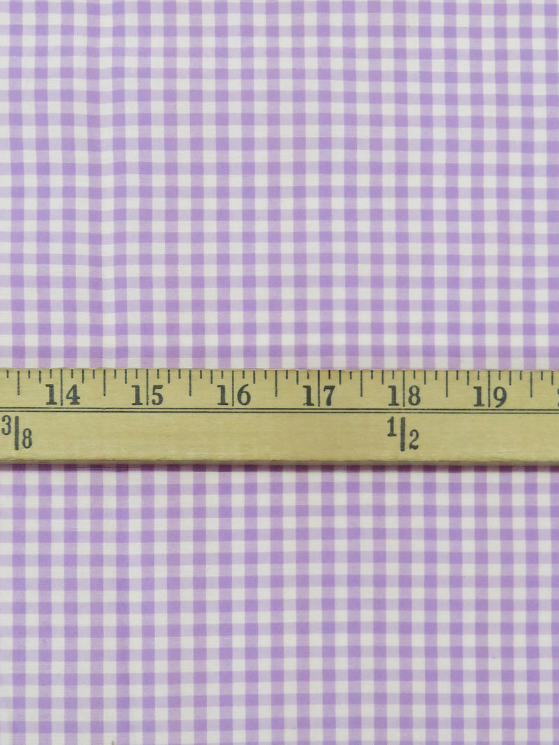 Lilac/White Cotton/Polyester Gingham Check Shirting 58W