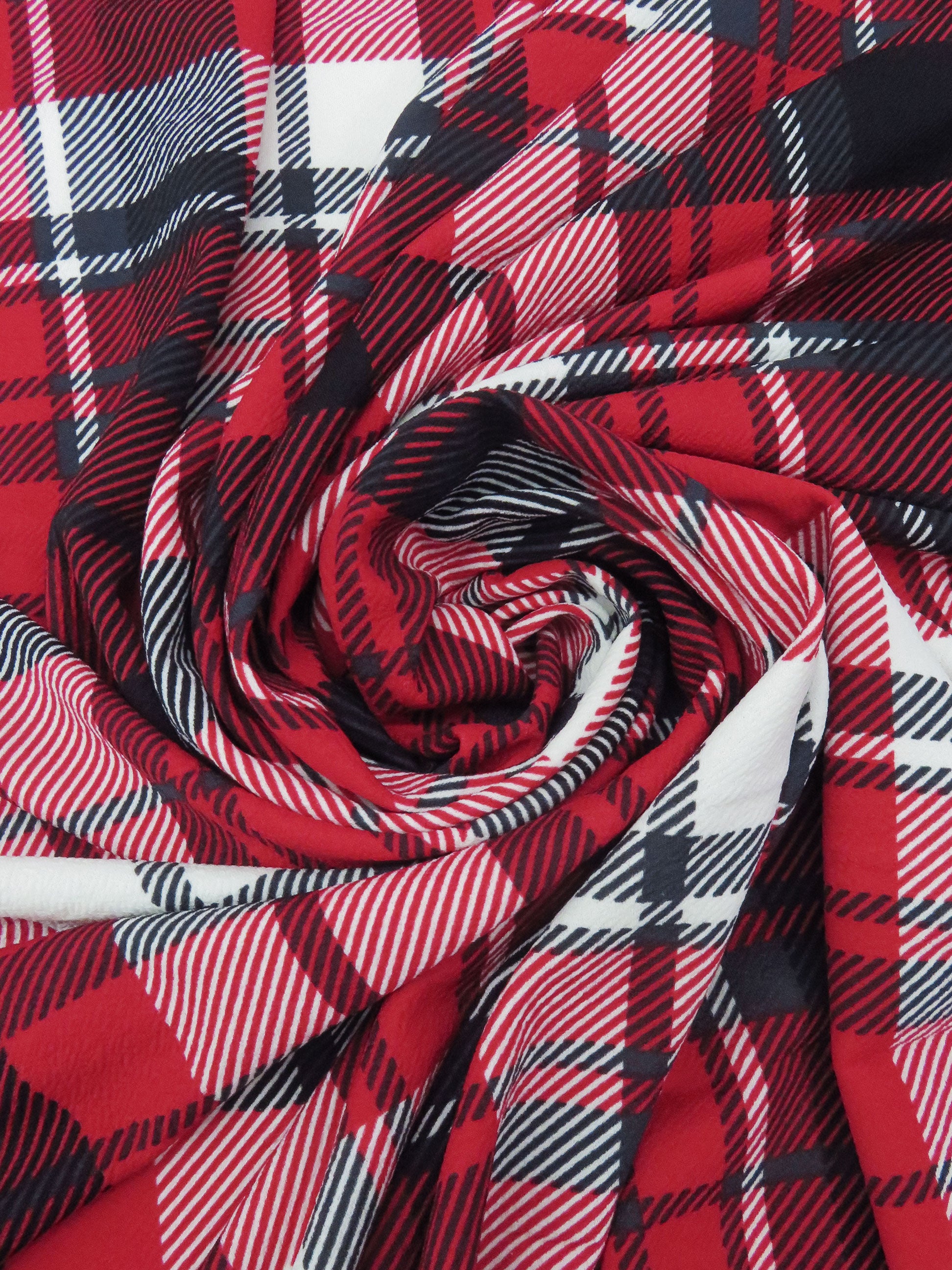Cherry Red/White/Iron Gray/Black Polyester/Lycra Plaid Print
