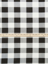 SOLD AS IS ONLY - Eggshell/Black Polyester/Lycra Plaid Print French Terry Knit 58W