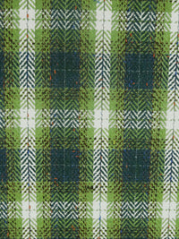 Pale Young Green Onion/Midnight Green/White/Multi Polyester/Acrylic/Wool/Metallic Plaid Herringbone Novelty Weave Tweed Suiting 58W