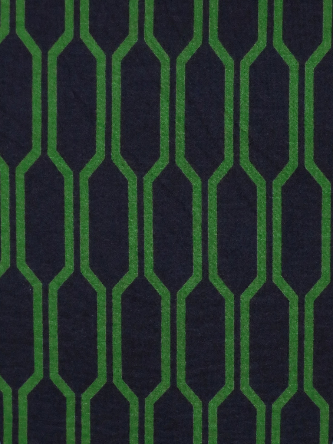 Forest Green/Navy Rayon/Lycra Geometric Ogee Print Jersey Knit 56W