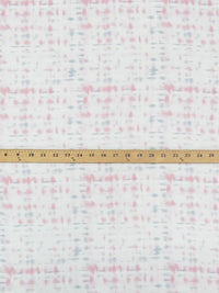 Soft White/Ballet Pink/Slate Blue 100% Rayon Distressed Plaid Print Dot Weave Voile - NY Designer - 54W