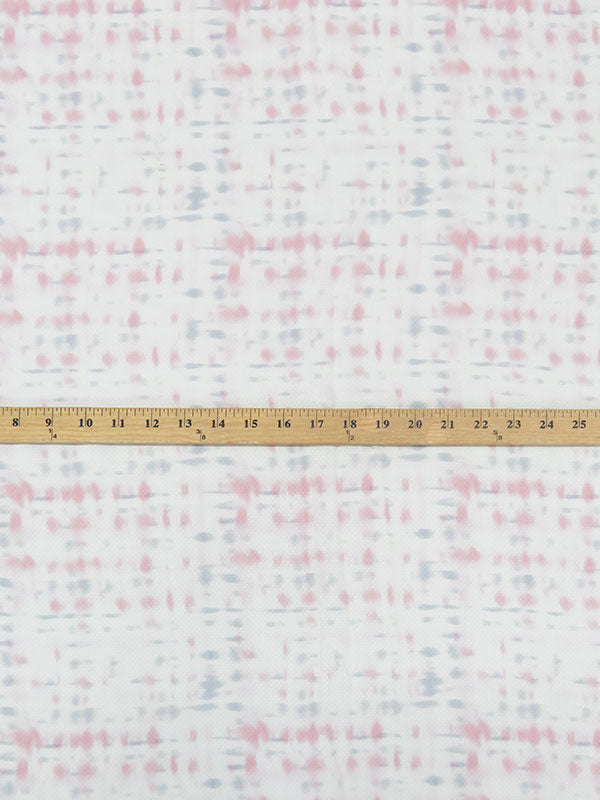 Soft White/Ballet Pink/Slate Blue 100% Rayon Distressed Plaid Print Dot Weave Voile - NY Designer - 54W