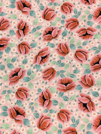 Copper/Baby Pink/Steel Teal/Multi Cotton/Lycra Floral Print Laguna Jersey Knit - Robert Kaufman - 59W