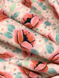 Copper/Baby Pink/Steel Teal/Multi Cotton/Lycra Floral Print Laguna Jersey Knit - Robert Kaufman - 59W