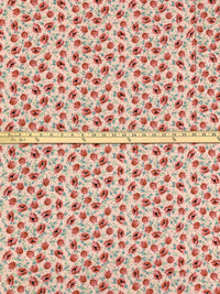 Copper/Baby Pink/Steel Teal/Multi Cotton/Lycra Floral Print Laguna Jersey Knit - Robert Kaufman - 59W