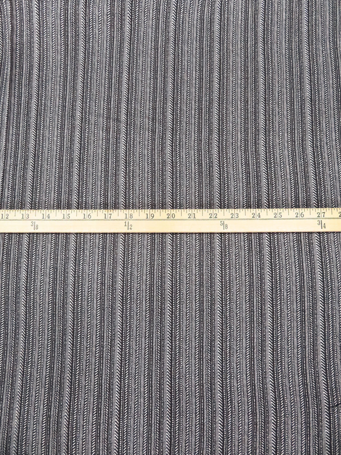 Charcoal/Light Gray 100% Rayon Various Dashed Vertical Stripe Print Crinkle Challis - Robert Kaufman - 54W