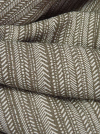 Rikan Brown/Light Gray 100% Rayon Various Dashed Vertical Stripe Print Crinkle Challis - Robert Kaufman - 54W