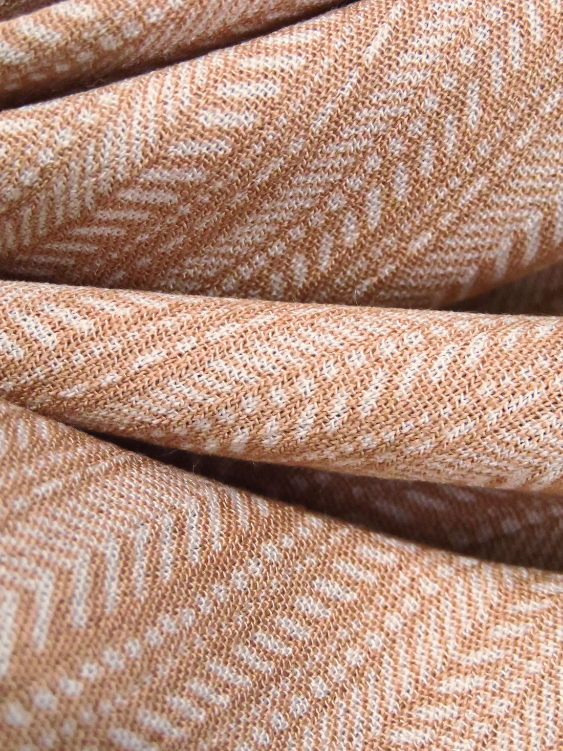 Baked Salmon/White 100% Rayon Various Dashed Vertical Stripe Print Crinkle Challis - Robert Kaufman - 54W
