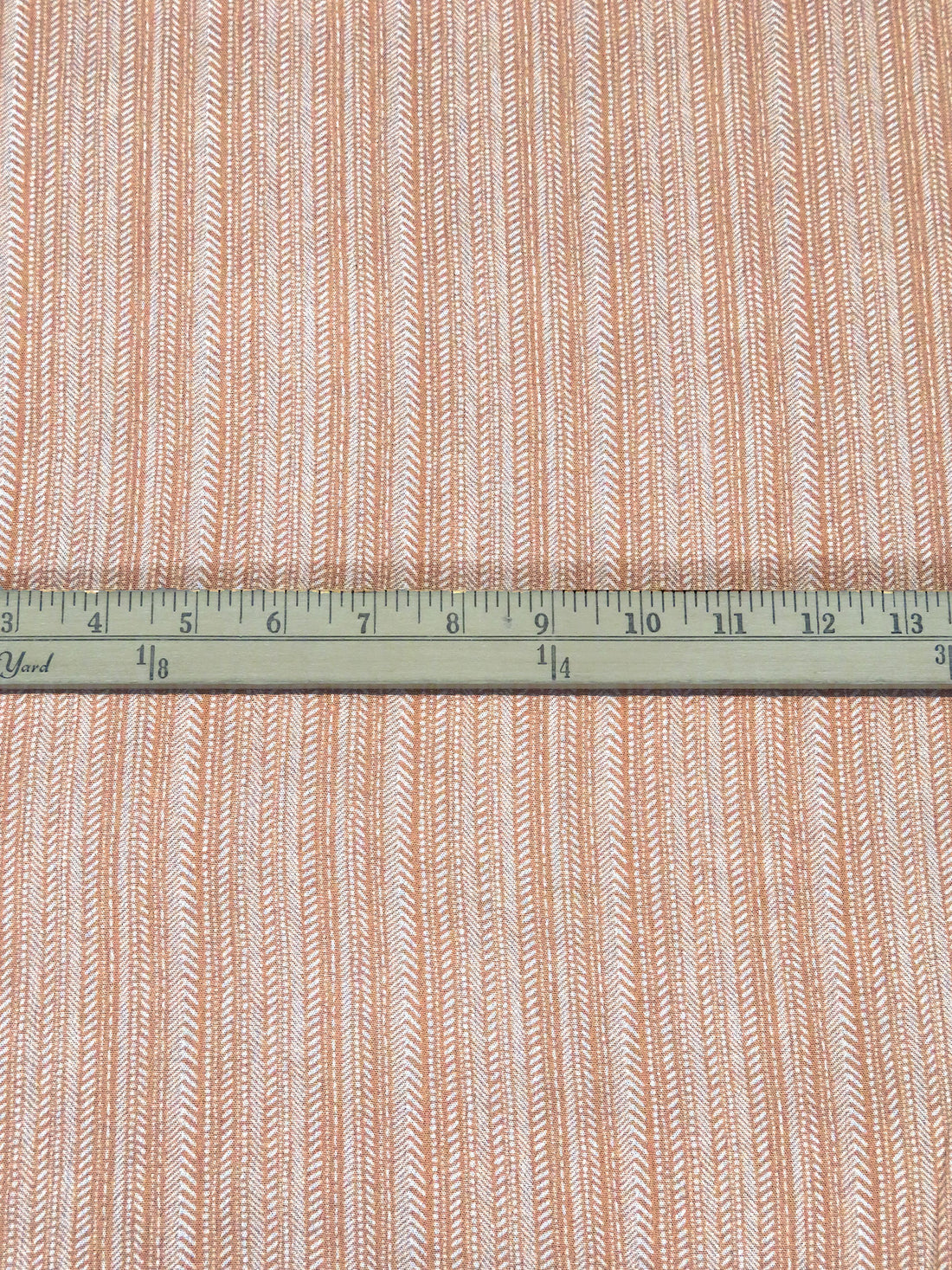 Baked Salmon/White 100% Rayon Various Dashed Vertical Stripe Print Crinkle Challis - Robert Kaufman - 54W