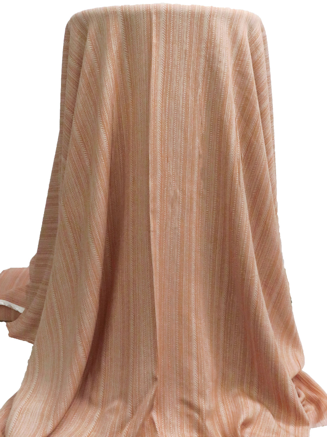 Baked Salmon/White 100% Rayon Various Dashed Vertical Stripe Print Crinkle Challis - Robert Kaufman - 54W