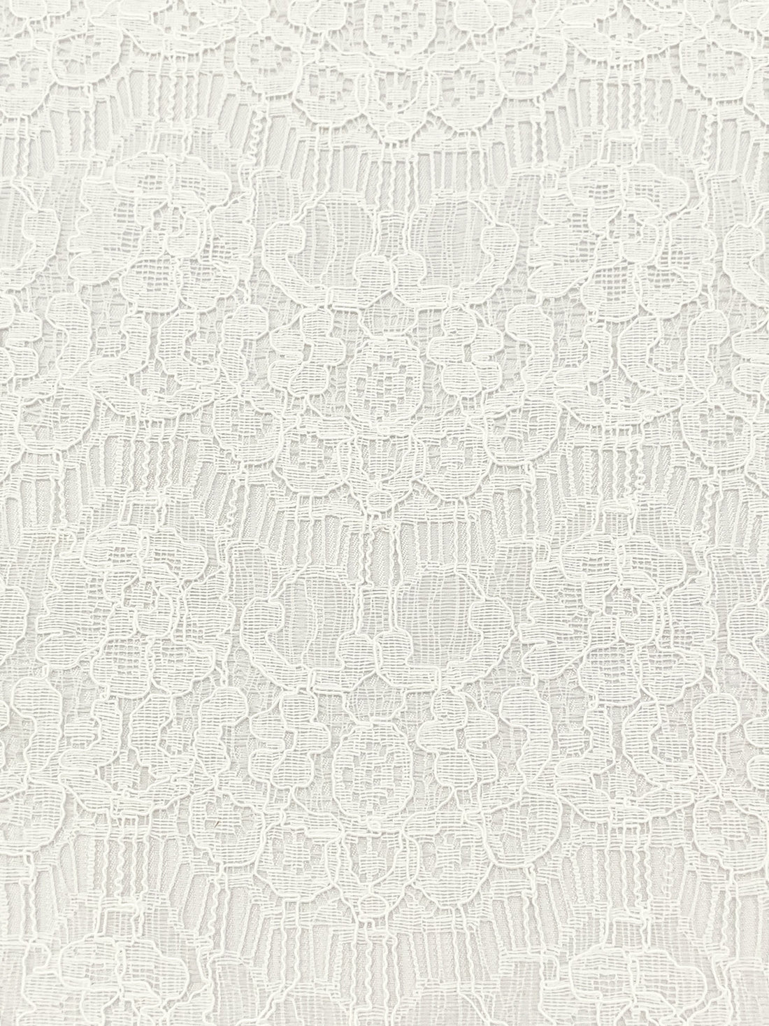 Eggshell 100% Polyester Horizontal Ornate Scallop Design Re-Embroidered Corded Lace 59W