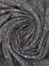 Graphite/Shadow Blue/White/Multi 100% Rayon Ornate Print Crinkle Challis - Robert Kaufman - 50W