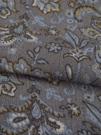 Graphite/Shadow Blue/White/Multi 100% Rayon Ornate Print Crinkle Challis - Robert Kaufman - 50W