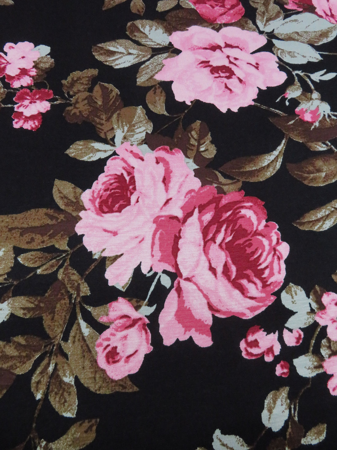 Black/Coffee Brown/Cherry Pink/Multi Rayon/Lycra Floral Print Jersey Knit 59W