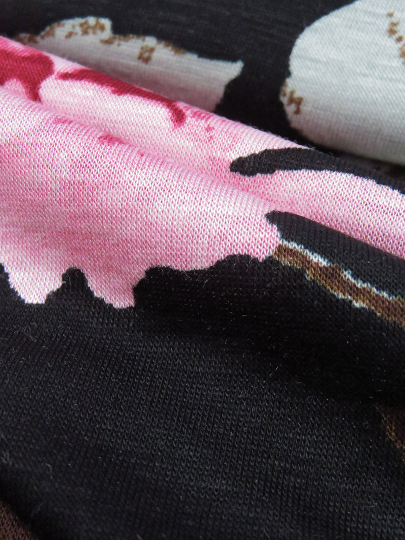 Black/Coffee Brown/Cherry Pink/Multi Rayon/Lycra Floral Print Jersey Knit 59W