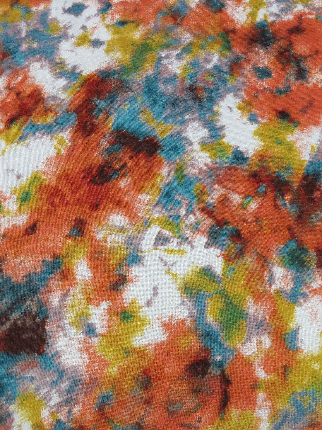 Yam Orange/Steel Teal/Vegas Gold/Multi Rayon/Lycra Abstract Blot Print 59W