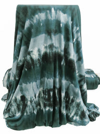 Dark Evergreen/Fog Gray/Black/Multi Rayon/Lycra Horizontal Tie-Dye Stripe Print Jersey Knit 55W