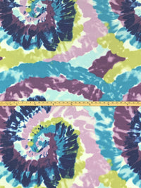 Steel Blue/Misty Moss/Razzmic Berry/Multi Polyester/Lycra Large Hazy Tie-Dye-Look Swirl Print Jersey Knit 56W