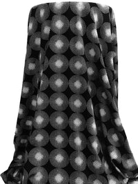 Off-White/Black Rayon/Lycra Starburst Print Jersey Knit 56W