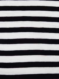 Snow White/Pitch Black Rayon/Lycra Horizontal Stripe Weave Jersey Knit 57W