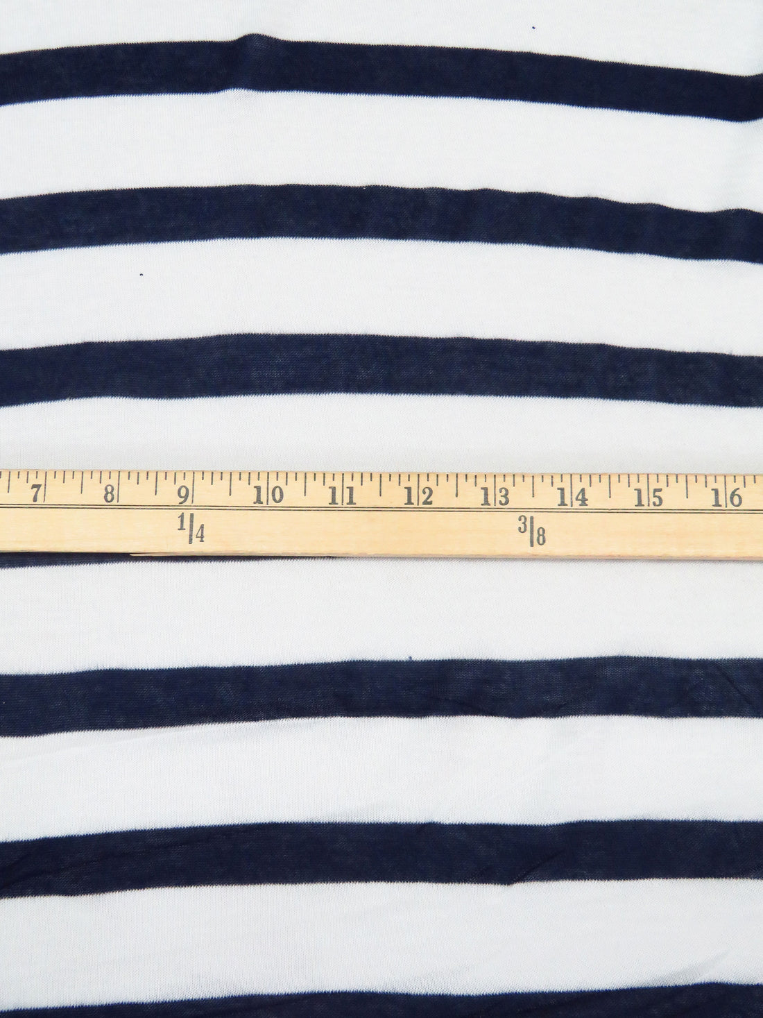 Midnight Navy/White 100% Polyester Horizontal Stripe Weave Tissue Jersey Knit 60W