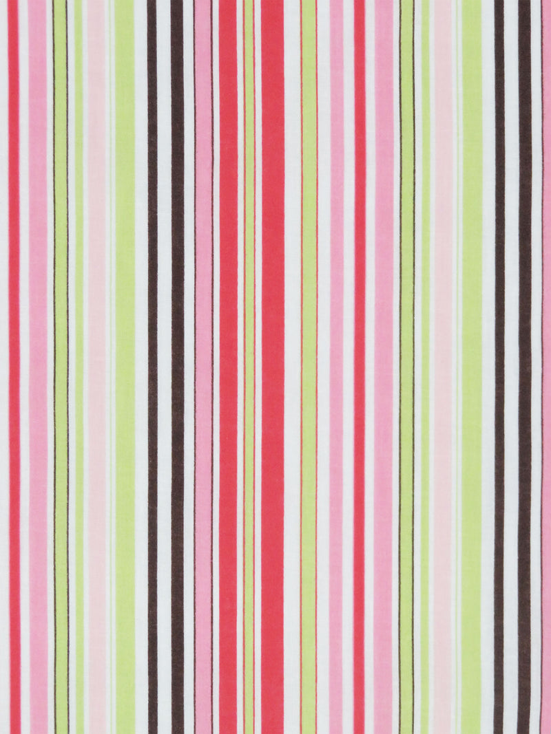 Bright Strawberry Red/Avocado/Hot Fudge/Multi 100% Cotton Vertical Stripe Print Voile 55W