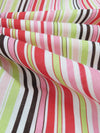 Bright Strawberry Red/Avocado/Hot Fudge/Multi 100% Cotton Vertical Stripe Print Voile 55W