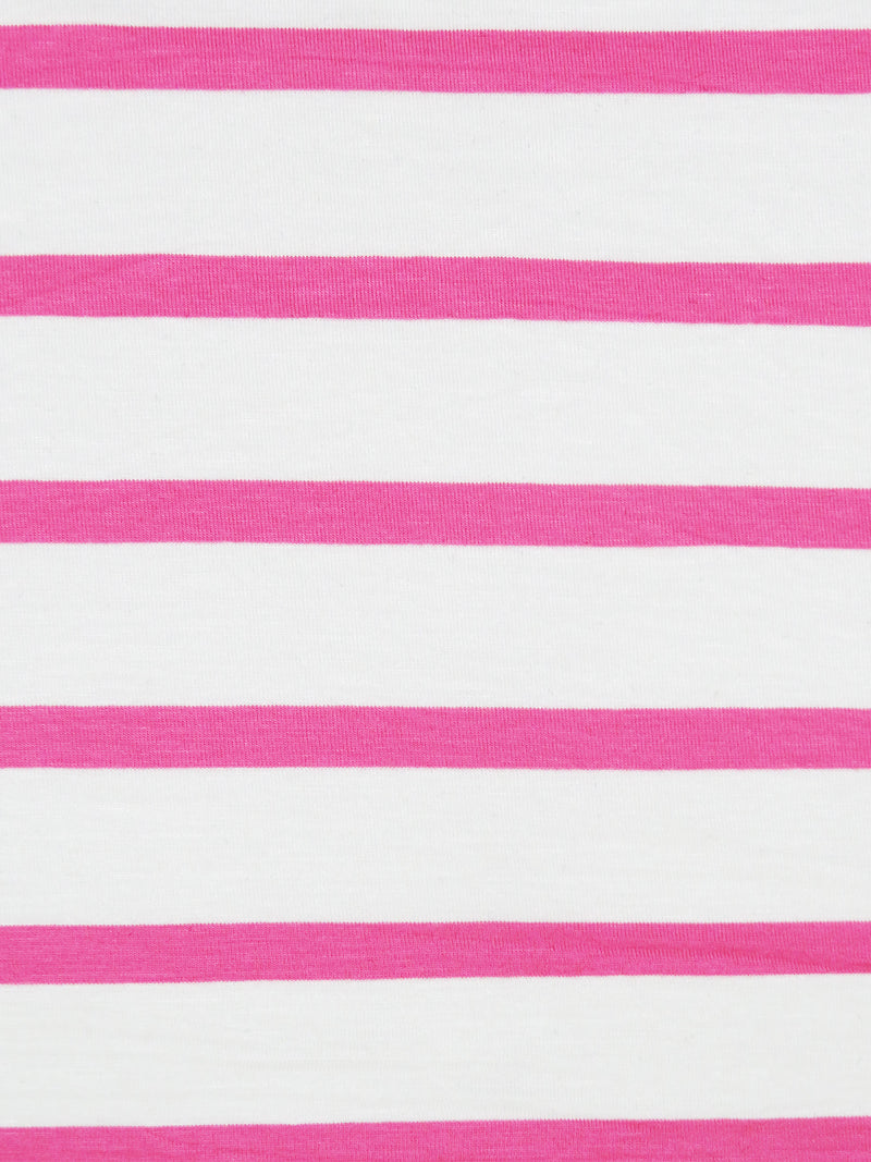 White/Paradise Pink Rayon/Lycra Horizontal Stripe Jersey Knit 57W